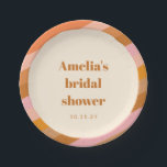 Assiettes En Carton Fête des mariées personnalisée rétro géométrique r<br><div class="desc">Plaques de papier de Fête des mariées personnalisées roses géométriques modernes rétro</div>