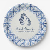 Assiettes En Carton Fête des mariées Plage moderne Hippocampe Indigo S (Devant)