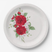 Assiettes En Carton Fête des mariées Red Roses (Devant)