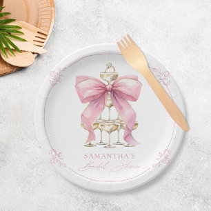 Assiettes En Carton Fête des mariées rose Coquette Bow
