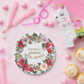 Assiettes En Carton Fête des mariées Rose d'aquarelle rouge et rose pr (Fête)