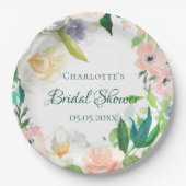 Assiettes En Carton Fête des mariées rose flou blanc (Devant)