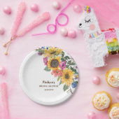 Assiettes En Carton Fête des mariées rustique d'aquarelle de tournesol (Fête)