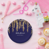 Assiettes En Carton Fête des mariées Simple Marine Gold Willow Leaf Tw (Fête)