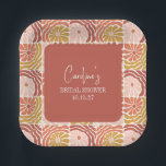 Assiettes En Carton Fête des mariées super Retro Rose Rust Floral<br><div class="desc">Plaques de papier à Fête des mariées sur mesure super de rouille rose</div>