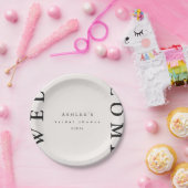 Assiettes En Carton Fête des mariées Taupe et typographie noire Bienve (Fête)