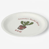 Assiettes En Carton Fête des mariées Thème Cactus Personnalisée (Angle)