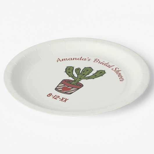 Assiettes En Carton Fête des mariées Thème Cactus Personnalisée (Angle)