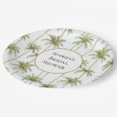 Assiettes En Carton Fête des mariées Tropical Green White Palm Trees (Angle)