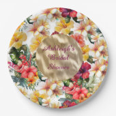 Assiettes En Carton Fête des mariées Tropical Rouge Jaune Hibiscus Fle (Devant)