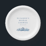 Assiettes En Carton Fête des mariées végétale minimaliste d'encre bleu<br><div class="desc">Plaques de papier sur mesure minimaliste Indigo Blue Ink Fête des mariées Botanique</div>