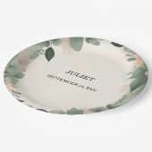 Assiettes En Carton Fête des mariées verte de la mousse de broche (Angle)