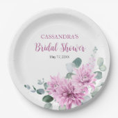 Assiettes En Carton Fête des mariées verte pourpre Dahlia Eucalyptus (Devant)