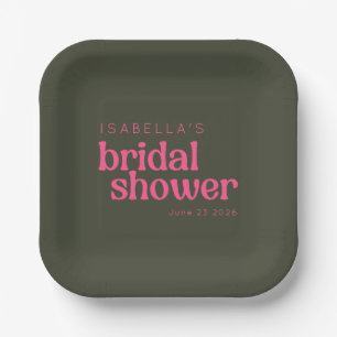 Assiettes En Carton Fête des mariées verte rose Super Retro personnali