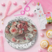 Assiettes En Carton Fête des mères Filigree with Pink Roses (Fête)