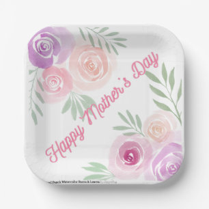 Assiettes En Carton Fête des mères Floral Plaque papier Carré de 7 pou