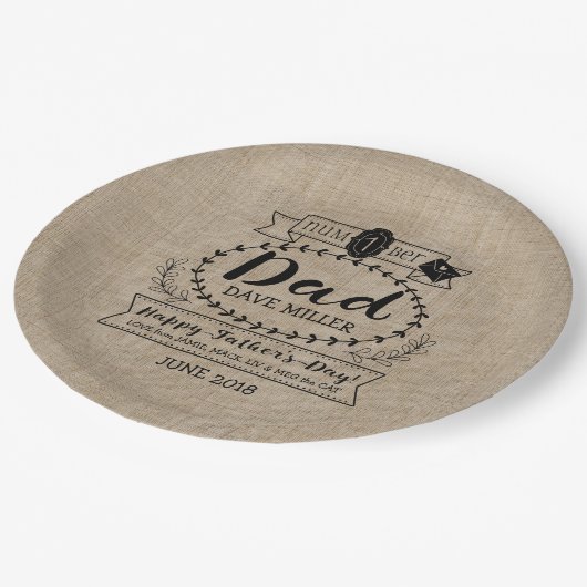 Assiettes En Carton Fête des pères heureuse numéro 1 un logo de (Angle)