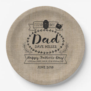 Assiettes En Carton Fête des pères heureuse numéro 1 un logo de