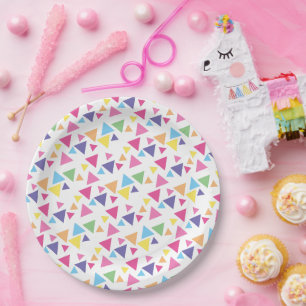 Assiettes En Carton Fête des Triangles Arc-en-ciel illusima