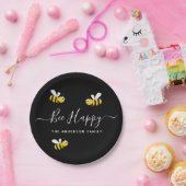 Assiettes En Carton Fête d'été abeille noire jaune heureux bourdons (Fête)