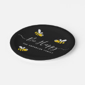 Assiettes En Carton Fête d'été abeille noire jaune heureux bourdons (Angle)