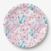Assiettes En Carton Fête d'été Papillon rose violet bleu (Devant)