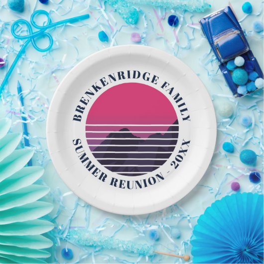 Assiettes En Carton Fête d'été Retro Sunset Mounts Custom (Fête)
