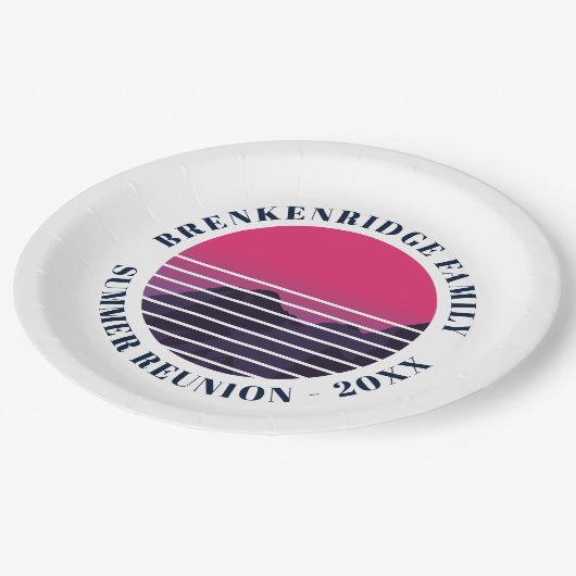 Assiettes En Carton Fête d'été Retro Sunset Mounts Custom (Angle)