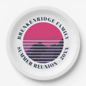 Assiettes En Carton Fête d'été Retro Sunset Mounts Custom (Devant)