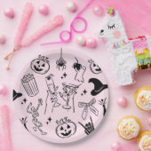 Assiettes En Carton Fête d'Halloween à main rose (Fête)