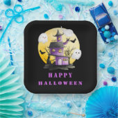 Assiettes En Carton Fête d'Halloween avec Maison hantée et Fantômes (Fête)