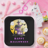 Assiettes En Carton Fête d'Halloween avec Maison hantée et Fantômes (Fête)