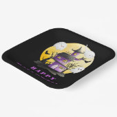 Assiettes En Carton Fête d'Halloween avec Maison hantée et Fantômes (Angulaire)