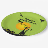 Assiettes En Carton Fête d'Halloween de chat noir (Angle)