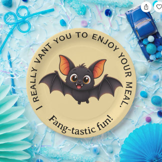 Assiettes En Carton Fête d'Halloween drôle de chauve-souris vampire