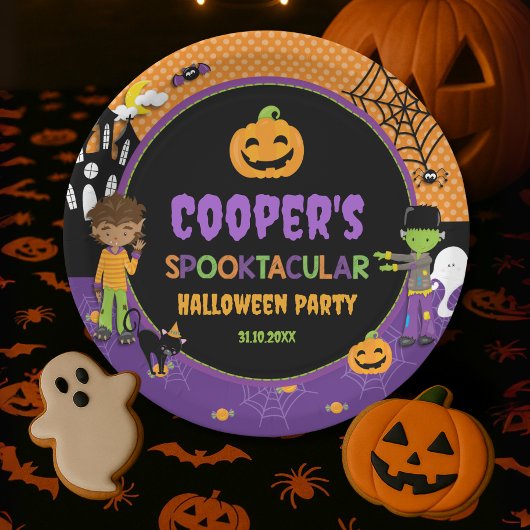 Assiettes En Carton Fête d'Halloween pour enfants Frankenstein Warewol