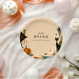 Assiettes En Carton Fête d'Halloween Rétro Élégante