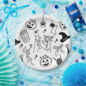 Assiettes En Carton Fête d'Halloween tirée à la main (Fête)