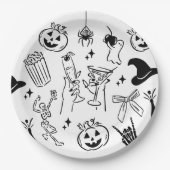 Assiettes En Carton Fête d'Halloween tirée à la main (Devant)