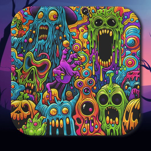 Assiettes En Carton Fête d'Halloween | Zombie et monstres