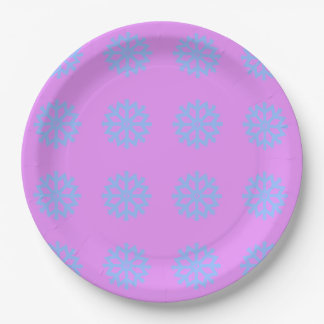 Assiettes En Carton Fête d'hiver Bleu clair Snowflake Motif Lilac