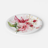Assiettes En Carton Fête d'hiver poinsettia aquarelle fleurs (Angle)