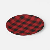 Assiettes En Carton fête d'hiver rustique bûcheron rouge (Angle)