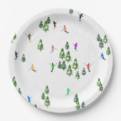 Assiettes En Carton Fête d'Illustration de ski alpin Freeride (Devant)