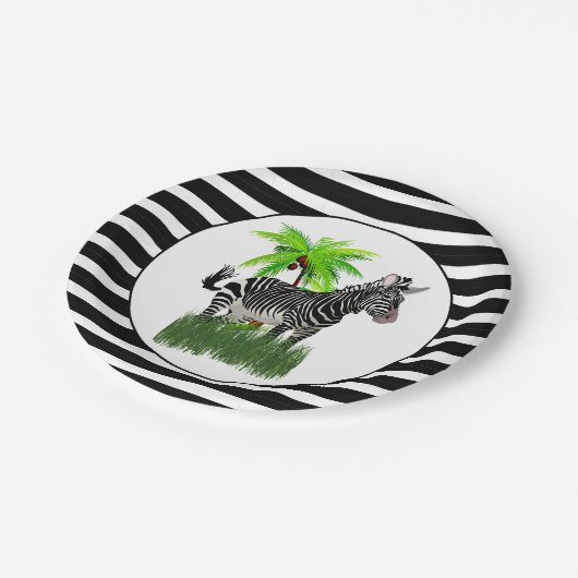 Assiettes En Carton Fête d'impression Zebra (Angle)