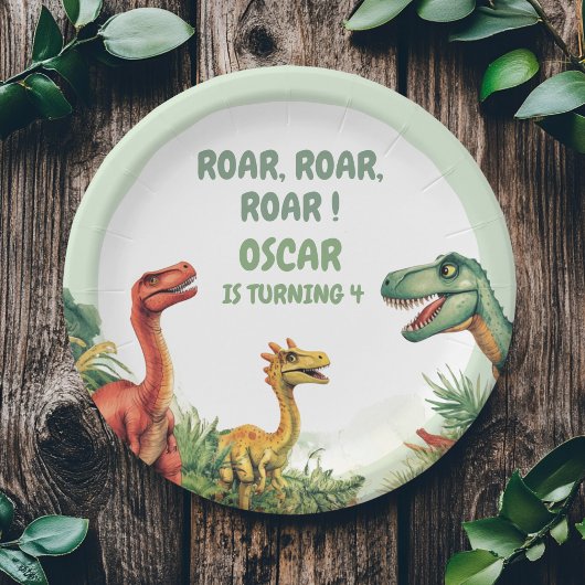 Assiettes En Carton Fête Dino à bon temps