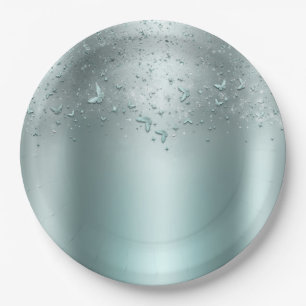 Assiettes En Carton Fête Douze Ans Papillon Flutter Aqua sarcelle arge