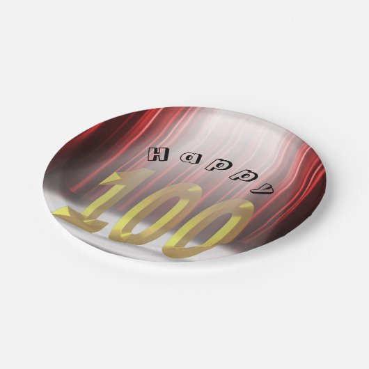 Assiettes En Carton Fête du 100e anniversaire sous les projecteurs (Angle)