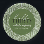 Assiettes En Carton Fête du 30e anniversaire de la géométrie moderne e<br><div class="desc">Design moderne géométrique et script 30ème anniversaire de la fête. Les couleurs peuvent être changées.</div>