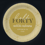 Assiettes En Carton Fête du 40e anniversaire de la géométrie moderne e<br><div class="desc">Design moderne géométrique et script 40ème anniversaire de la fête. Les couleurs peuvent être changées.</div>
